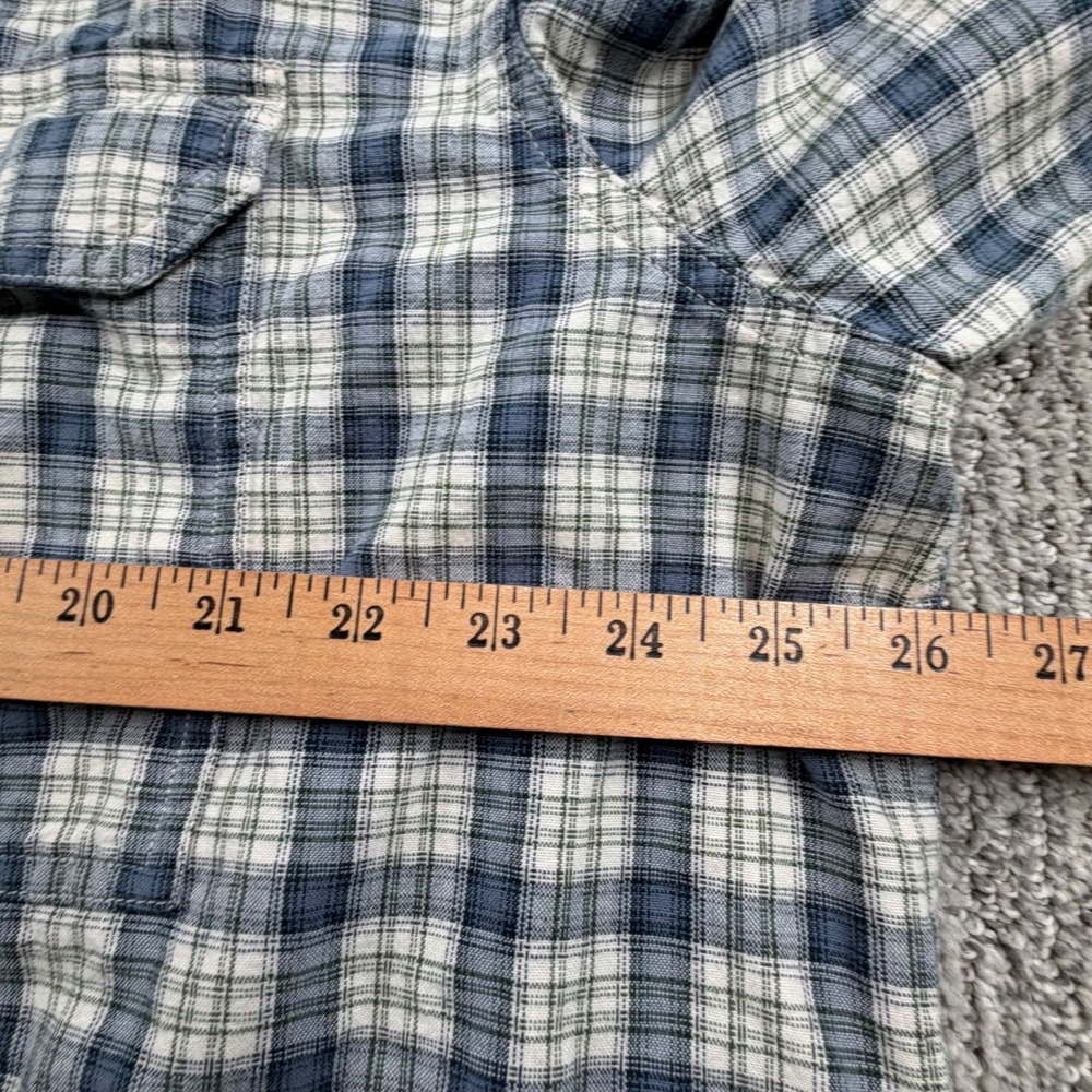 VTG Carhartt Button Down Shirt Mens 2XL Blue Plaid Short Sleeve Relaxed Fit - Picture 7 of 8